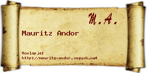 Mauritz Andor névjegykártya